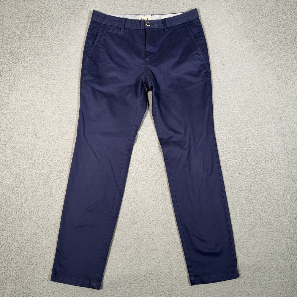 Perk Clothing Pants Mens 31x30 Blue Khaki Slim Fit Chino Casual Preppy Pockets